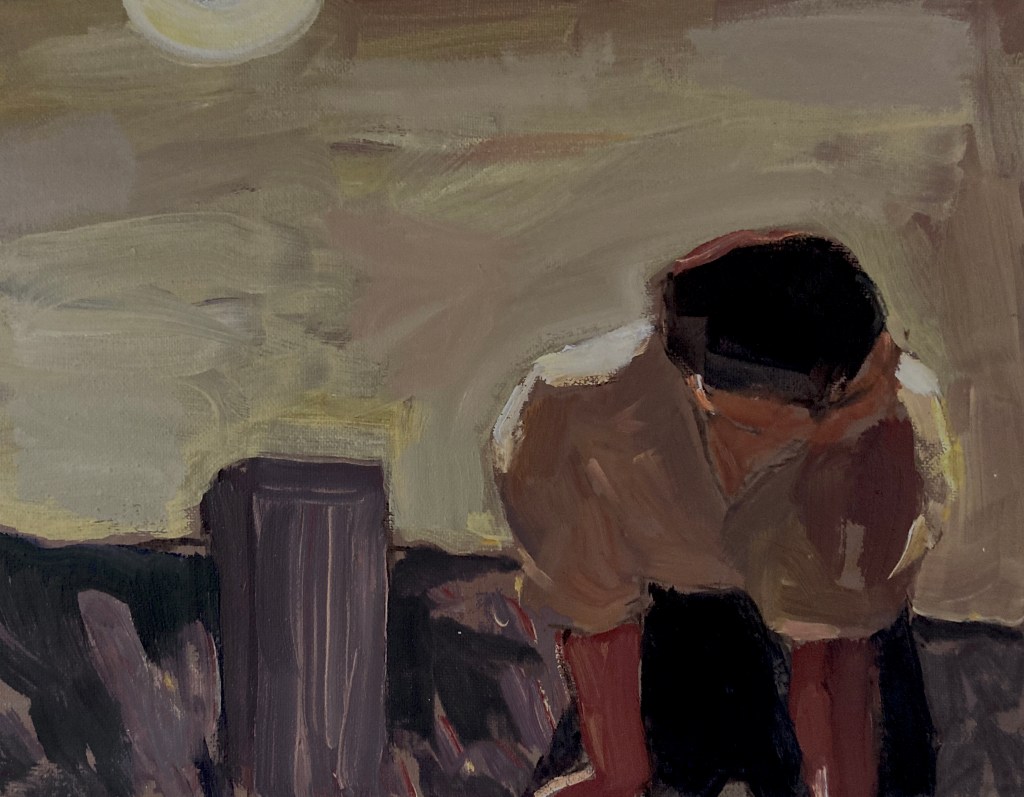 Nick Garrett fine artist , Painting: they-came-down-from-above.-oil-on-canvas.-nick-garrett-2021